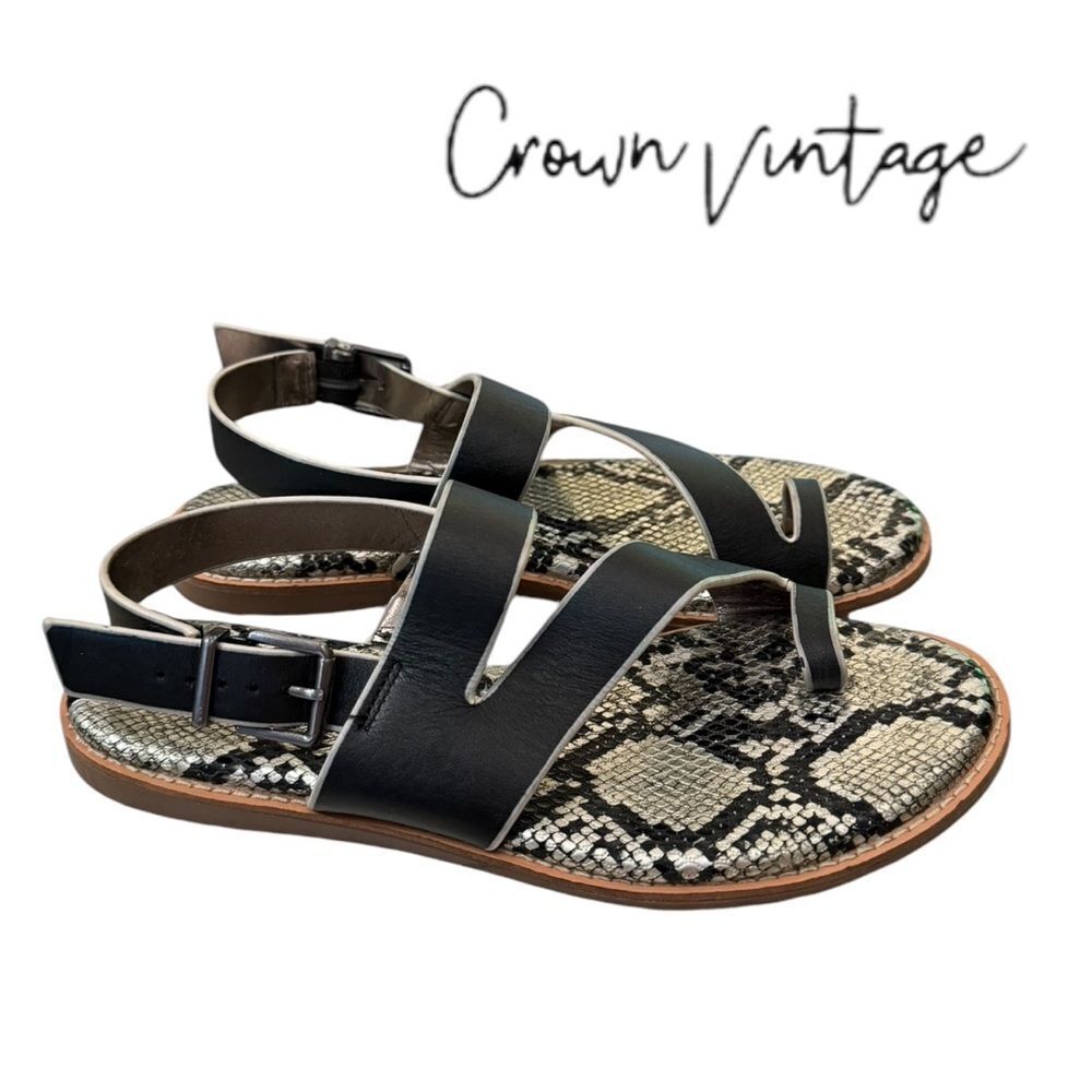 Crown Vintage Aaliya Women's Black Snake Leather Sandals 8.5